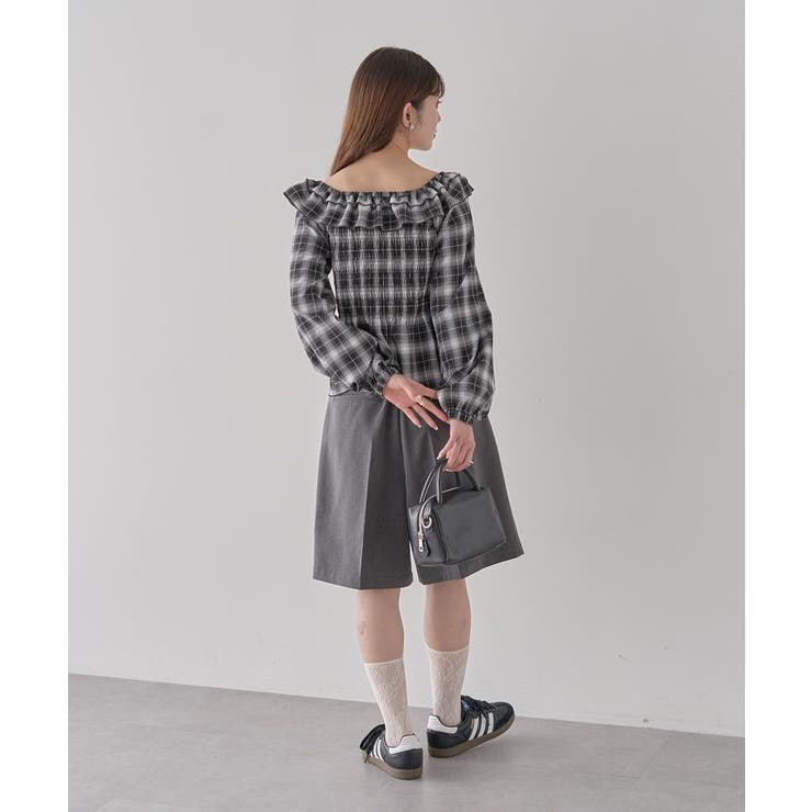 チェックシャーリングブラウス | earth music&ecology  | 詳細画像21 