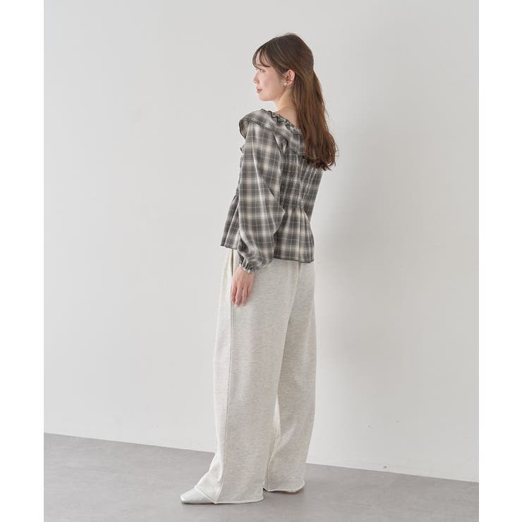 チェックシャーリングブラウス | earth music&ecology  | 詳細画像26 