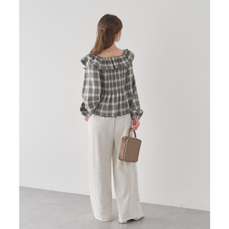 チェックシャーリングブラウス | earth music&ecology  | 詳細画像27 