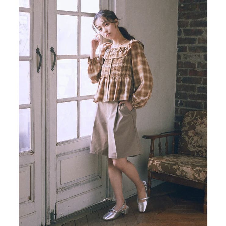 チェックシャーリングブラウス | earth music&ecology  | 詳細画像4 