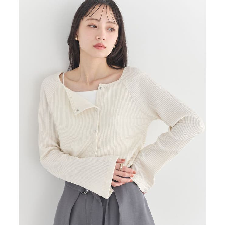 アシメ釦ツイストテレコカットソー | earth music&ecology  | 詳細画像1 