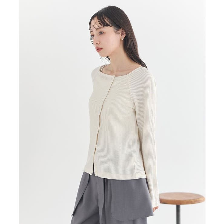 アシメ釦ツイストテレコカットソー | earth music&ecology  | 詳細画像3 