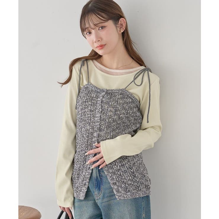 透かし編みニットキャミビスチェ | earth music&ecology  | 詳細画像15 