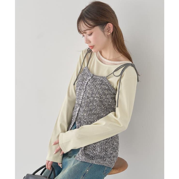 透かし編みニットキャミビスチェ | earth music&ecology  | 詳細画像17 