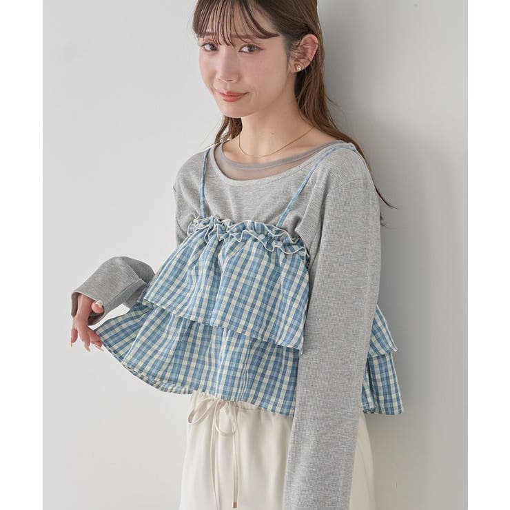 アソートチェックティアードビスチェ | earth music&ecology  | 詳細画像1 