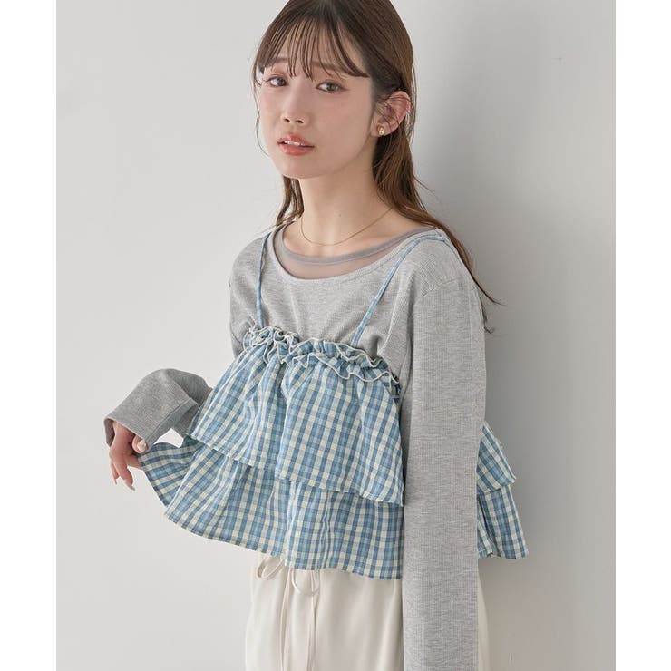 チェックサックス | アソートチェックティアードビスチェ | earth music&ecology 