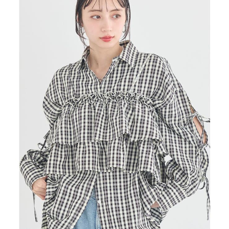 チェックブラック | アソートチェックティアードビスチェ | earth music&ecology 