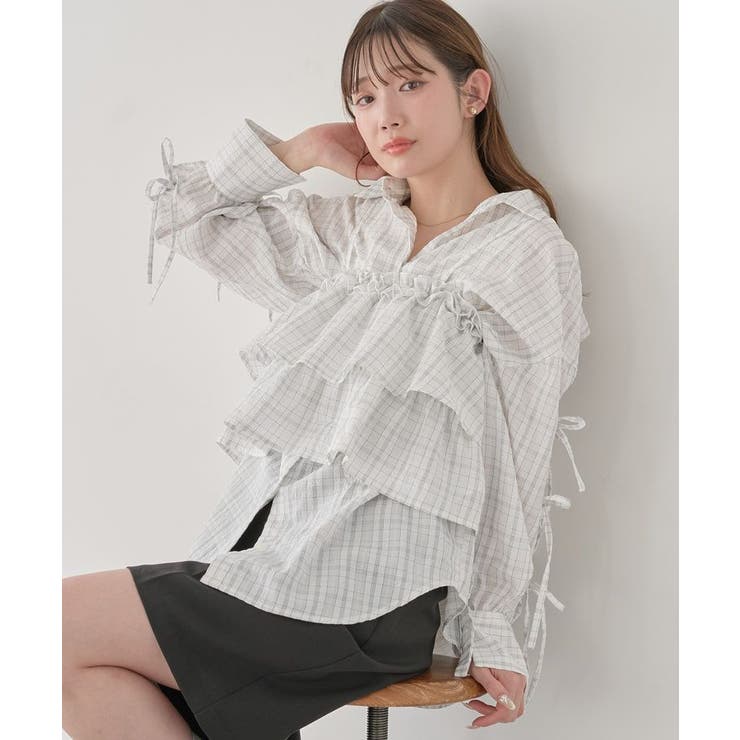 チェックアイボリー | アソートチェックティアードビスチェ | earth music&ecology 