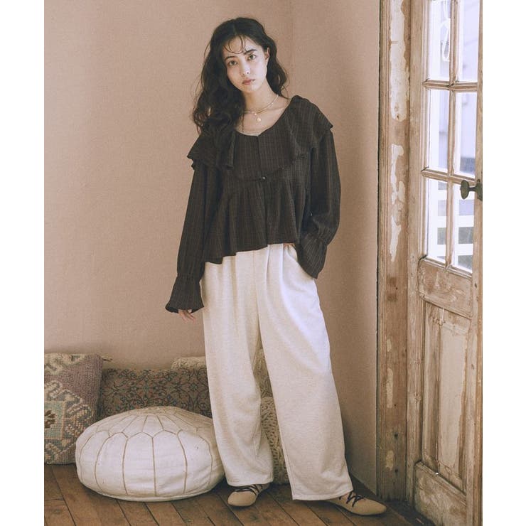 ラッフルカラーカットブラウス | earth music&ecology  | 詳細画像3 