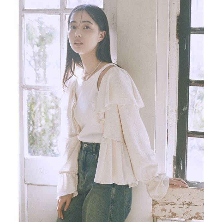 ラッフルカラーカットブラウス | earth music&ecology  | 詳細画像5 