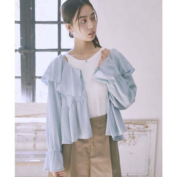 ラッフルカラーカットブラウス | earth music&ecology  | 詳細画像8 