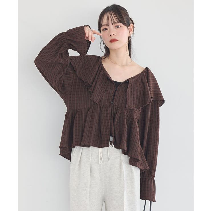 ラッフルカラーカットブラウス | earth music&ecology  | 詳細画像13 