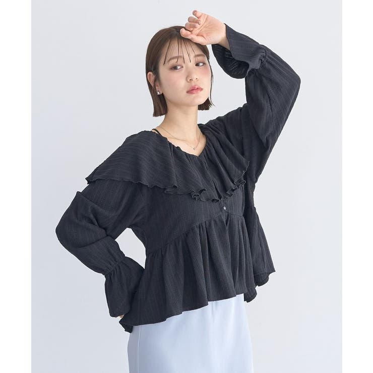 ラッフルカラーカットブラウス | earth music&ecology  | 詳細画像20 