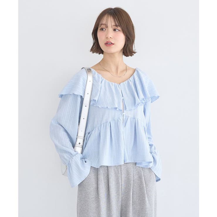 ラッフルカラーカットブラウス | earth music&ecology  | 詳細画像9 