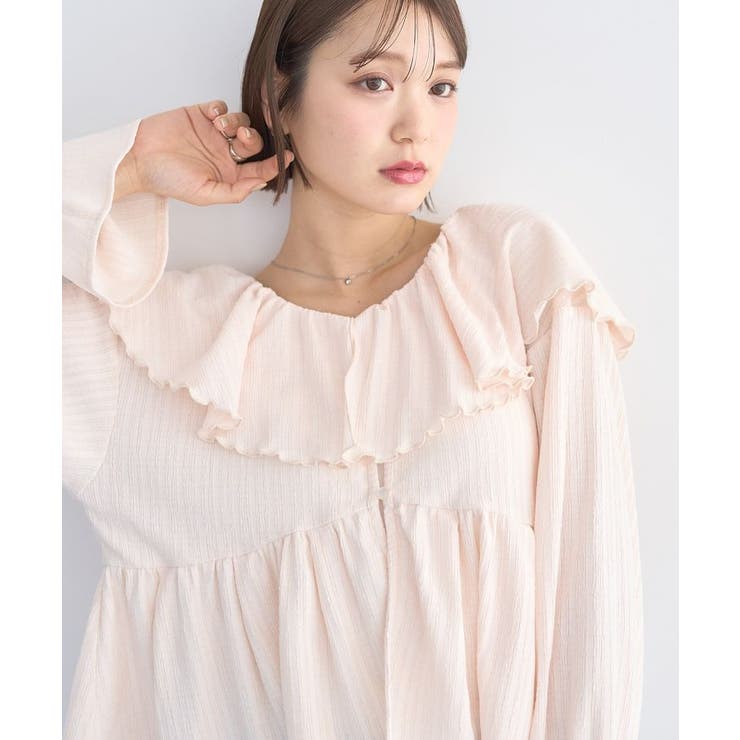 アイボリー | ラッフルカラーカットブラウス | earth music&ecology 