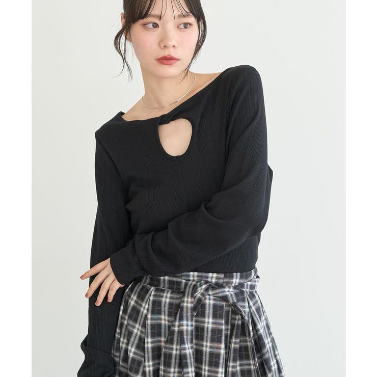 ブラック | 【前後2WAY】ツイストカットアウトプルオーバー | earth music&ecology 