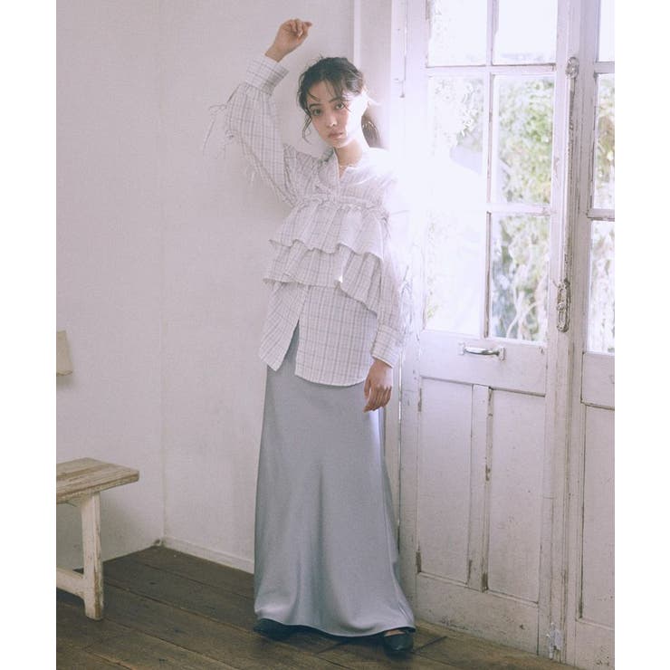 サテンフリルマーメイドスカート | earth music&ecology  | 詳細画像3 