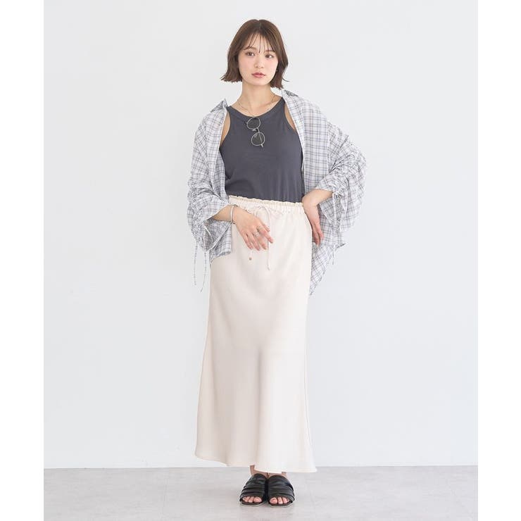 サテンフリルマーメイドスカート | earth music&ecology  | 詳細画像17 