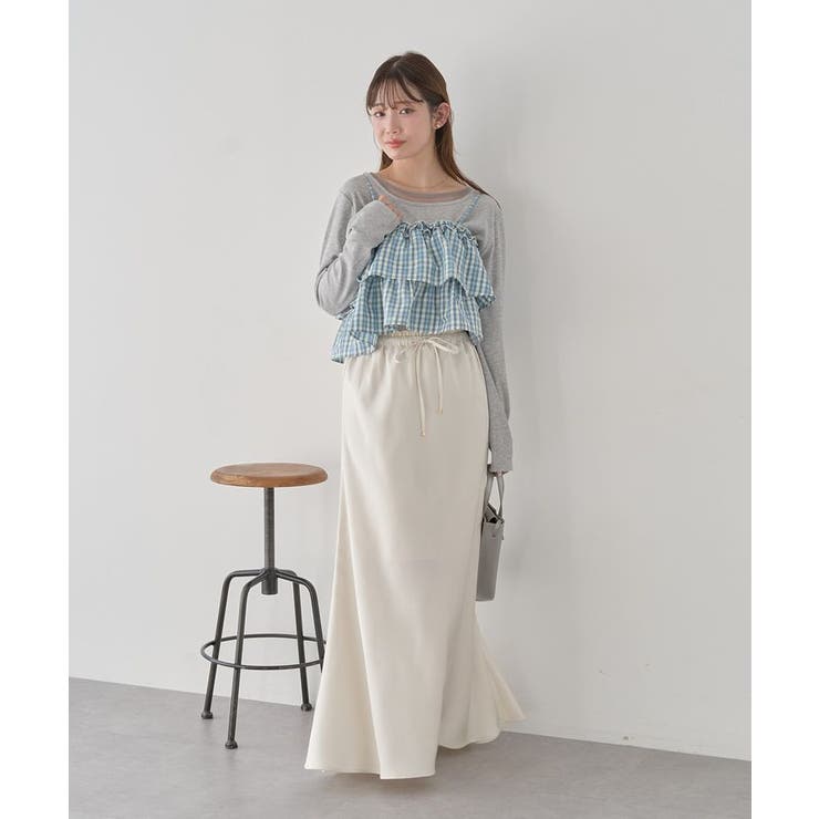 サテンフリルマーメイドスカート | earth music&ecology  | 詳細画像19 