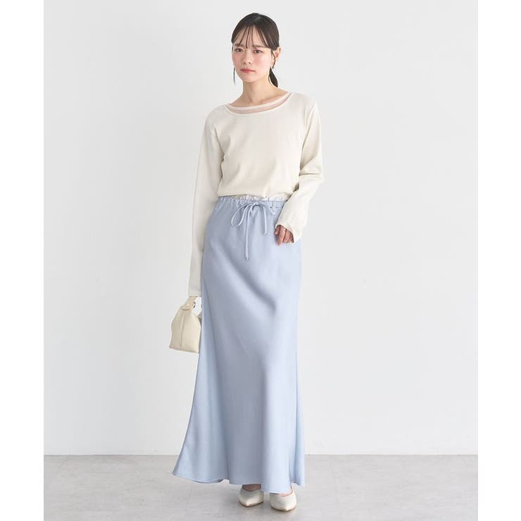 サテンフリルマーメイドスカート | earth music&ecology  | 詳細画像30 