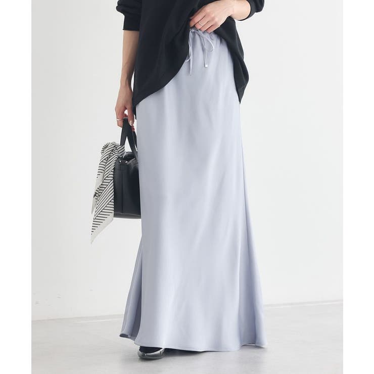 サックスブルー | サテンフリルマーメイドスカート | earth music&ecology 