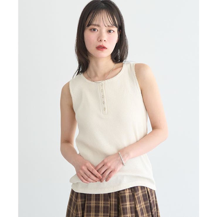 アイボリー | ピコミシンヘンリーネックタンクトップ | earth music&ecology 