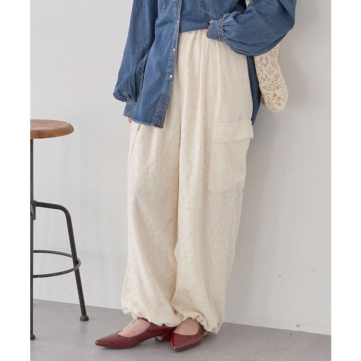 アイボリー | 総レースカーゴパンツ | earth music&ecology 