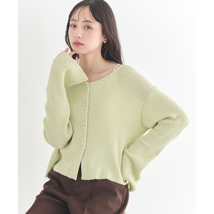 リブクロップドカーディガン | earth music&ecology  | 詳細画像1 