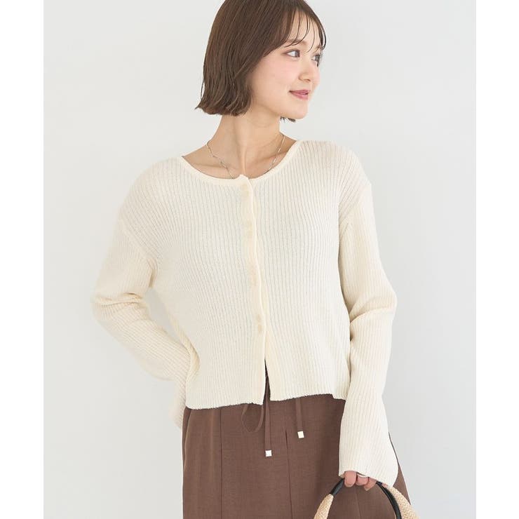 アイボリー | リブクロップドカーディガン | earth music&ecology 