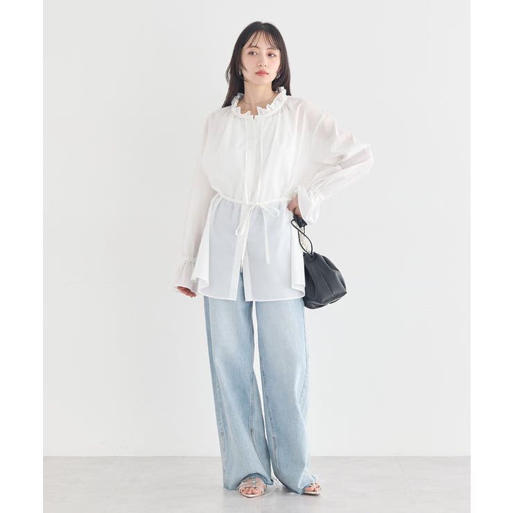 【接触冷感・イージーケア】TRキュプラダブルボタンフリルシャツ | earth music&ecology  | 詳細画像10 