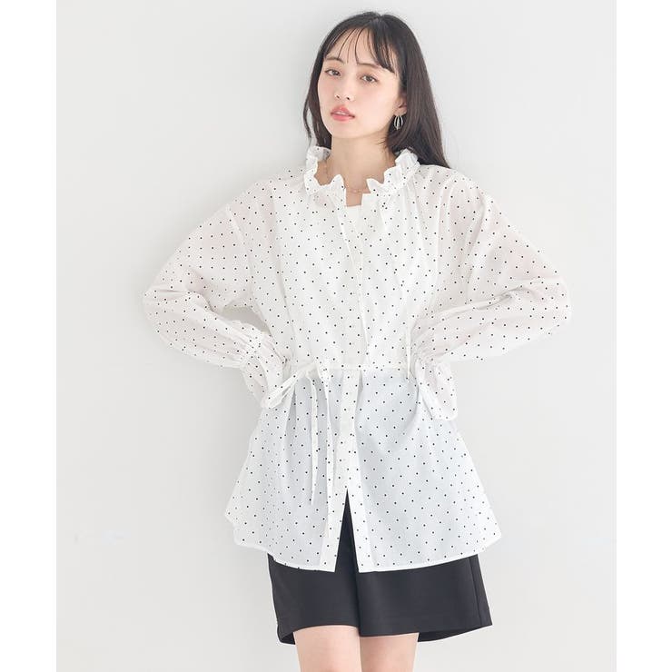 【接触冷感・イージーケア】TRキュプラダブルボタンフリルシャツ | earth music&ecology  | 詳細画像14 