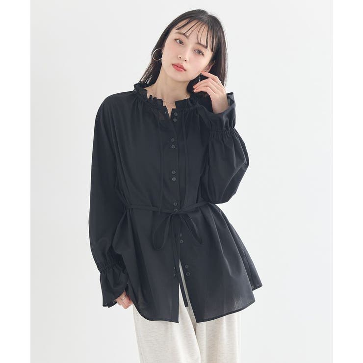 【接触冷感・イージーケア】TRキュプラダブルボタンフリルシャツ | earth music&ecology  | 詳細画像2 