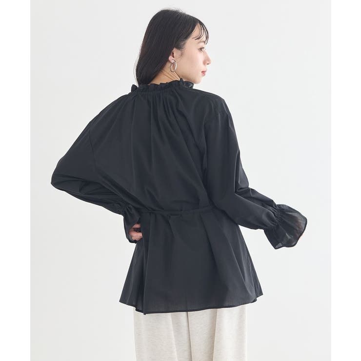 【接触冷感・イージーケア】TRキュプラダブルボタンフリルシャツ | earth music&ecology  | 詳細画像5 