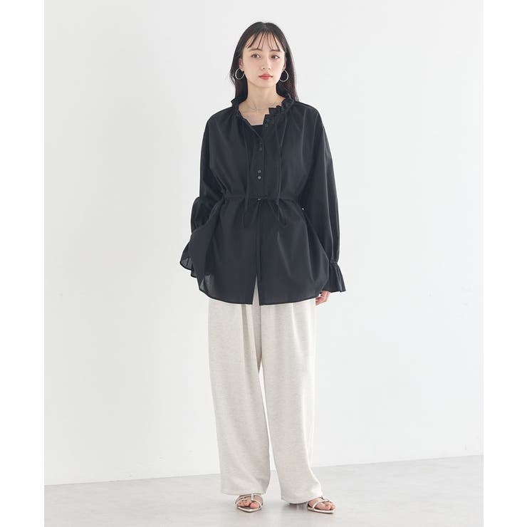 【接触冷感・イージーケア】TRキュプラダブルボタンフリルシャツ | earth music&ecology  | 詳細画像6 