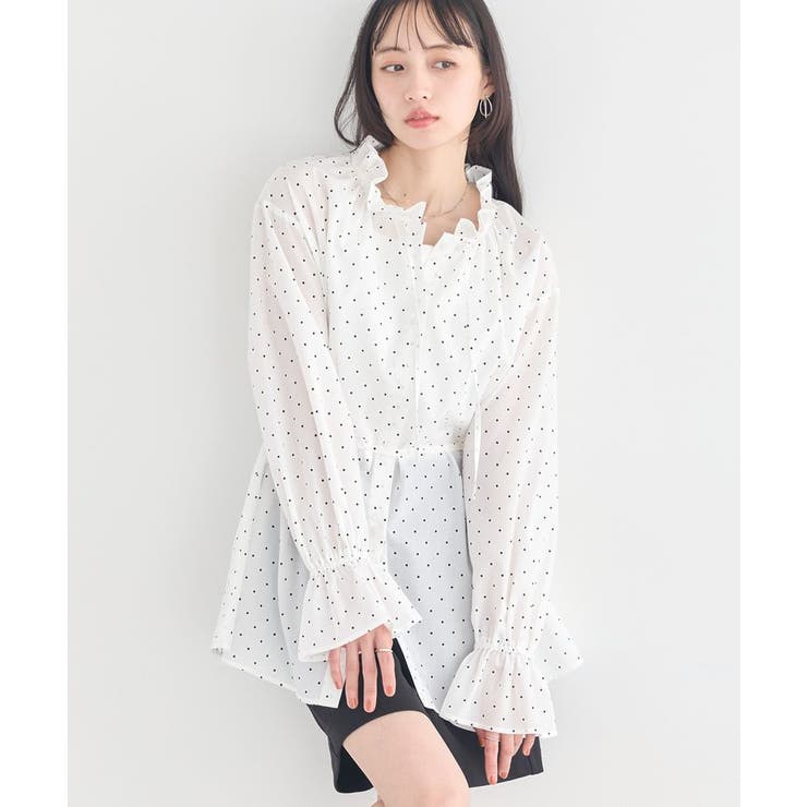 ドット | 【接触冷感・イージーケア】TRキュプラダブルボタンフリルシャツ | earth music&ecology 