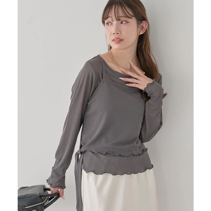 グレー | 【SET2点】ツイストキャミレイヤードカットソー | earth music&ecology 