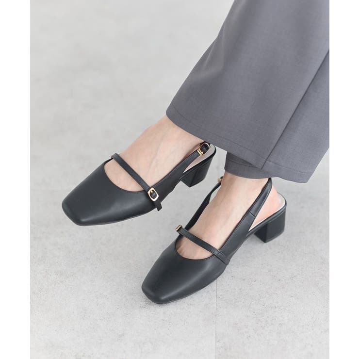 ブラック | ベルトミュールパンプス | earth music&ecology 