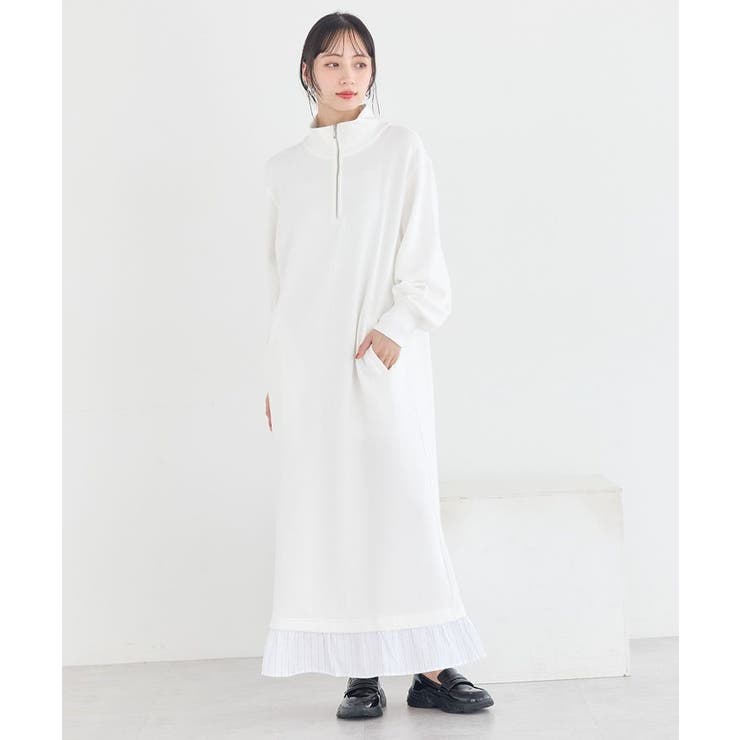 ホワイト | レイヤーヘムワンピース | earth music&ecology 