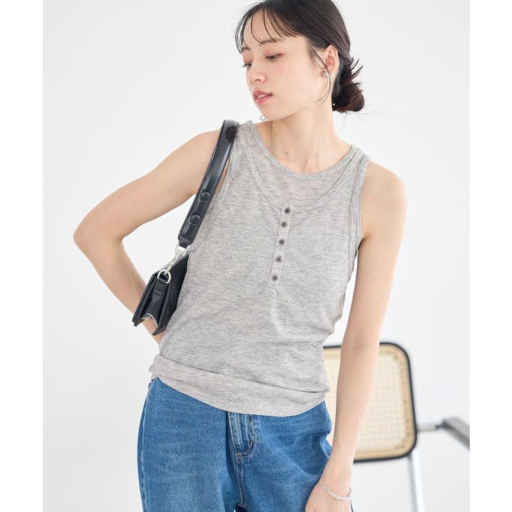 シアーフライスレイヤードタンクトップ | earth music&ecology  | 詳細画像1 