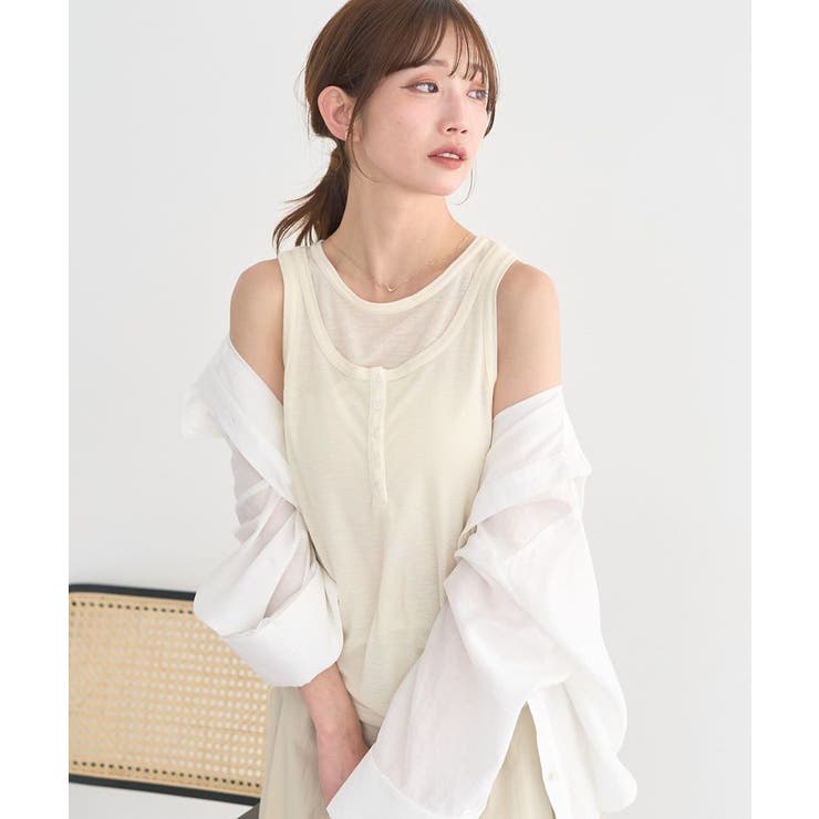 アイボリー | シアーフライスレイヤードタンクトップ | earth music&ecology 