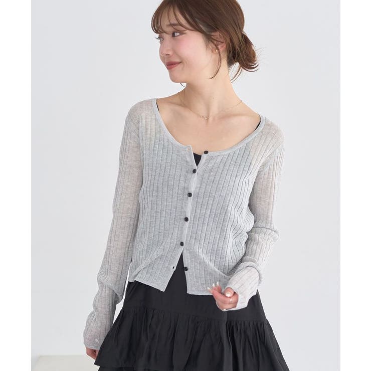 グレー | シアーリブカーディガン | earth music&ecology 