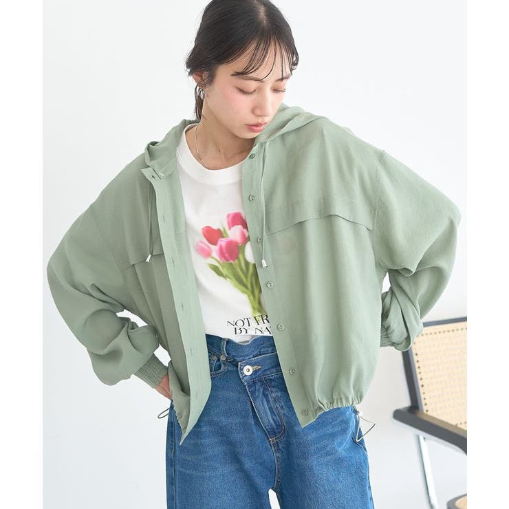 ライトカーキ | 【フード取り外し可能】シアーシャツブルゾン | earth music&ecology 