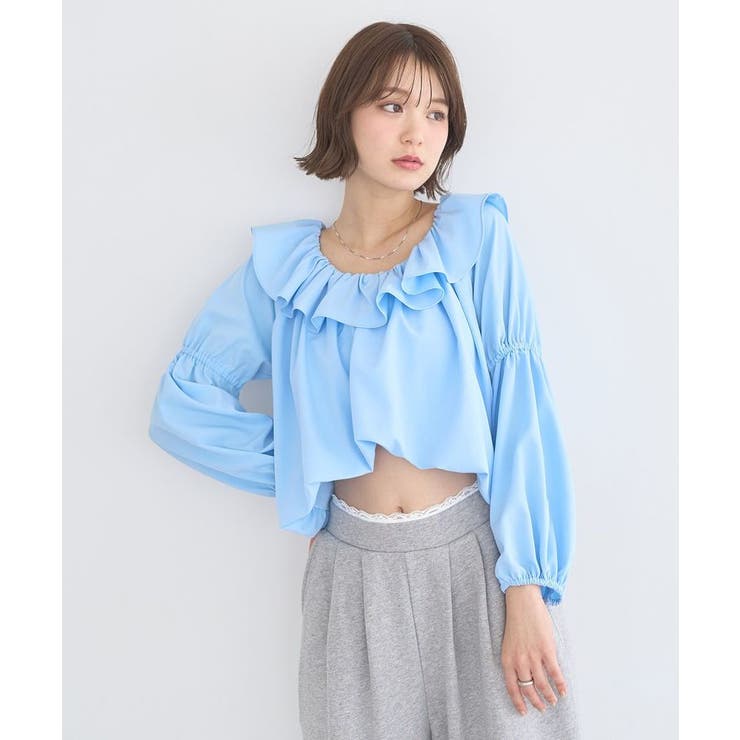 2wayオフショルバルーンヘムフリルブラウス | earth music&ecology  | 詳細画像7 