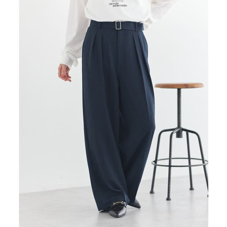 【セットアップ対応】アソートツータックベルトパンツ | earth music&ecology  | 詳細画像2 