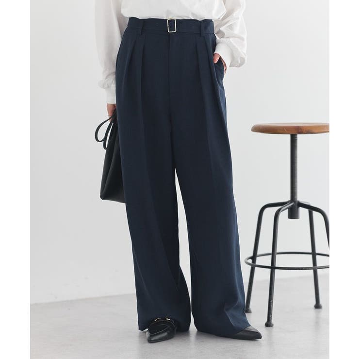 ネイビー | 【セットアップ対応】アソートツータックベルトパンツ | earth music&ecology 