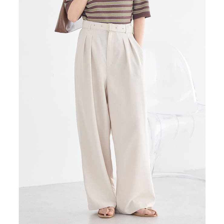 エクリュ | 【セットアップ対応】アソートツータックベルトパンツ | earth music&ecology 