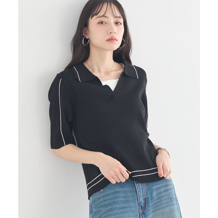 ラインカラーポロニット | earth music&ecology  | 詳細画像1 