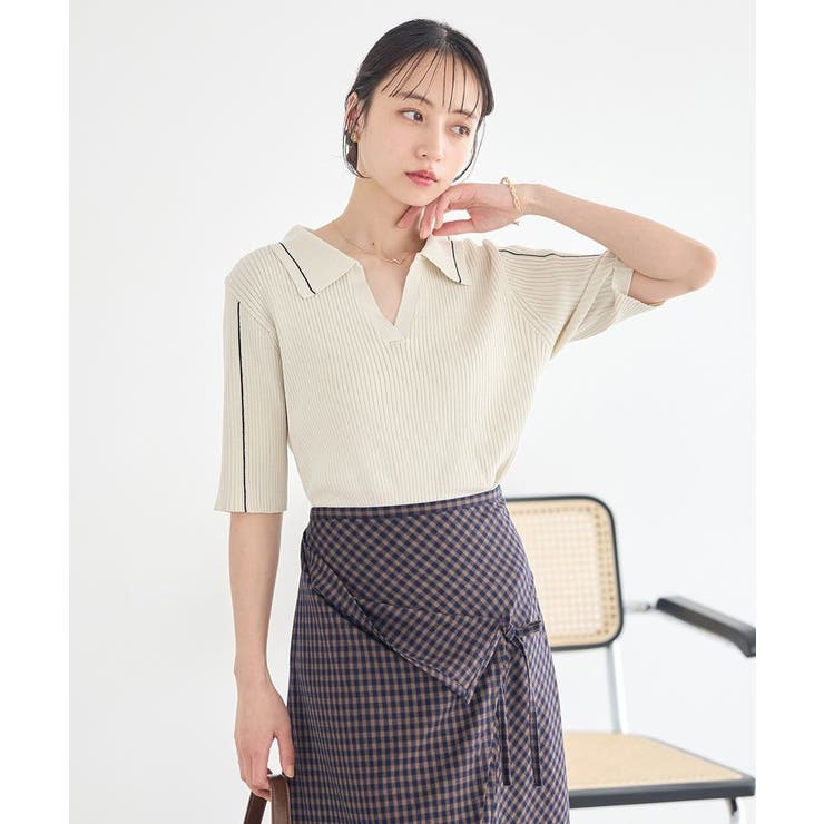 ラインカラーポロニット | earth music&ecology  | 詳細画像14 