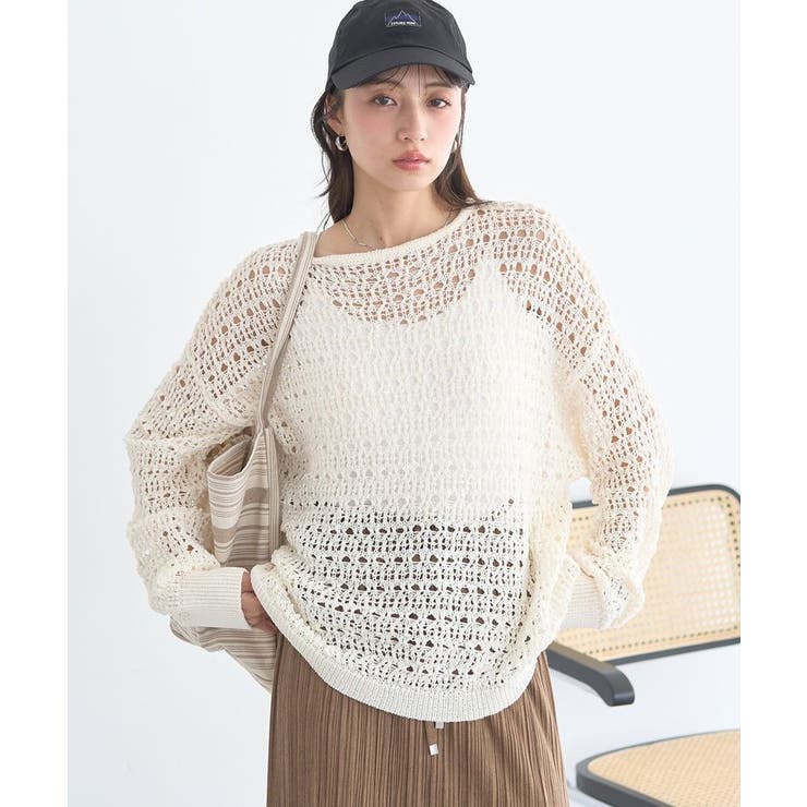 アイボリー | メッシュニットプルオーバー | earth music&ecology 