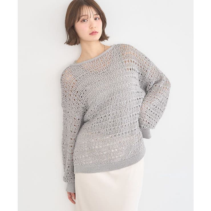 グレー | メッシュニットプルオーバー | earth music&ecology 